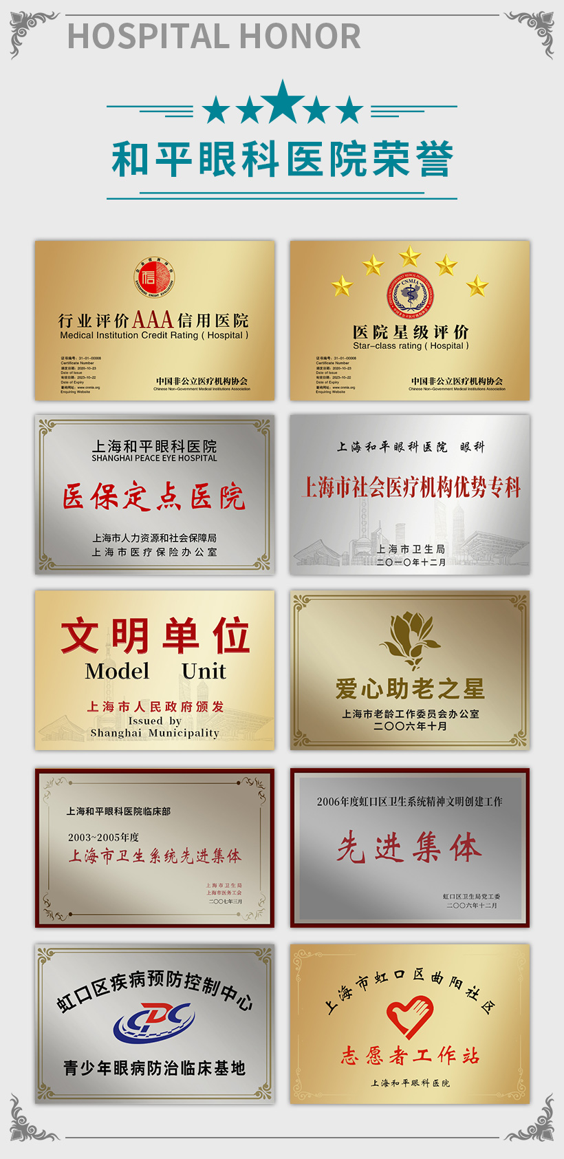 医院荣誉